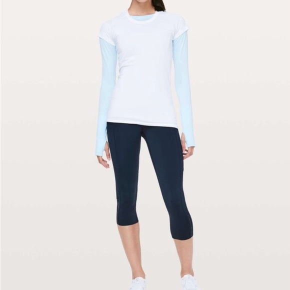 Lululemon Fast & Free Crop II 19” True Navy Nulux Leggings – Size 6, Like New - Picture 2 of 8